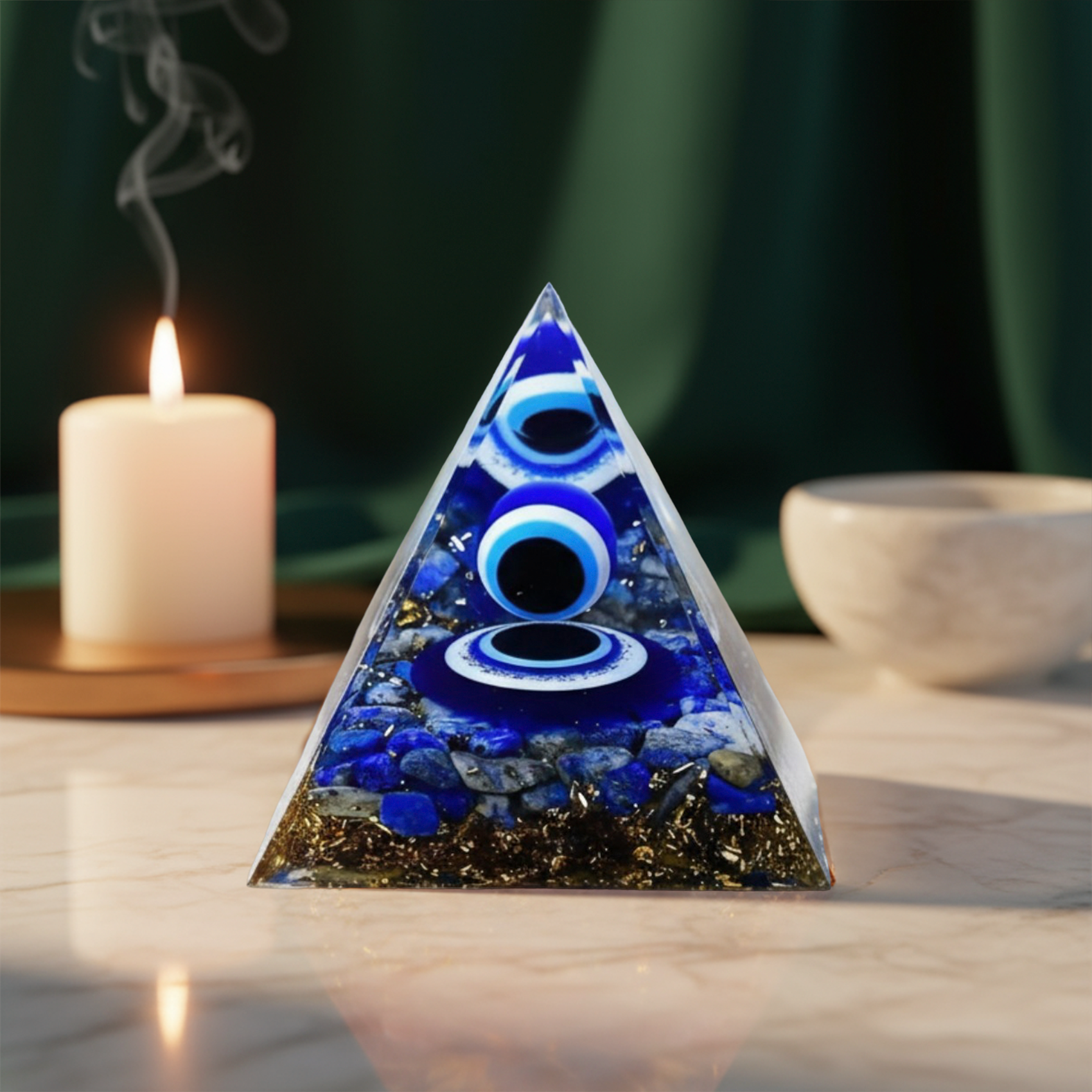 Orgonite Œil Protecteur en Lapis Lazuli – Bouclier Énergétique