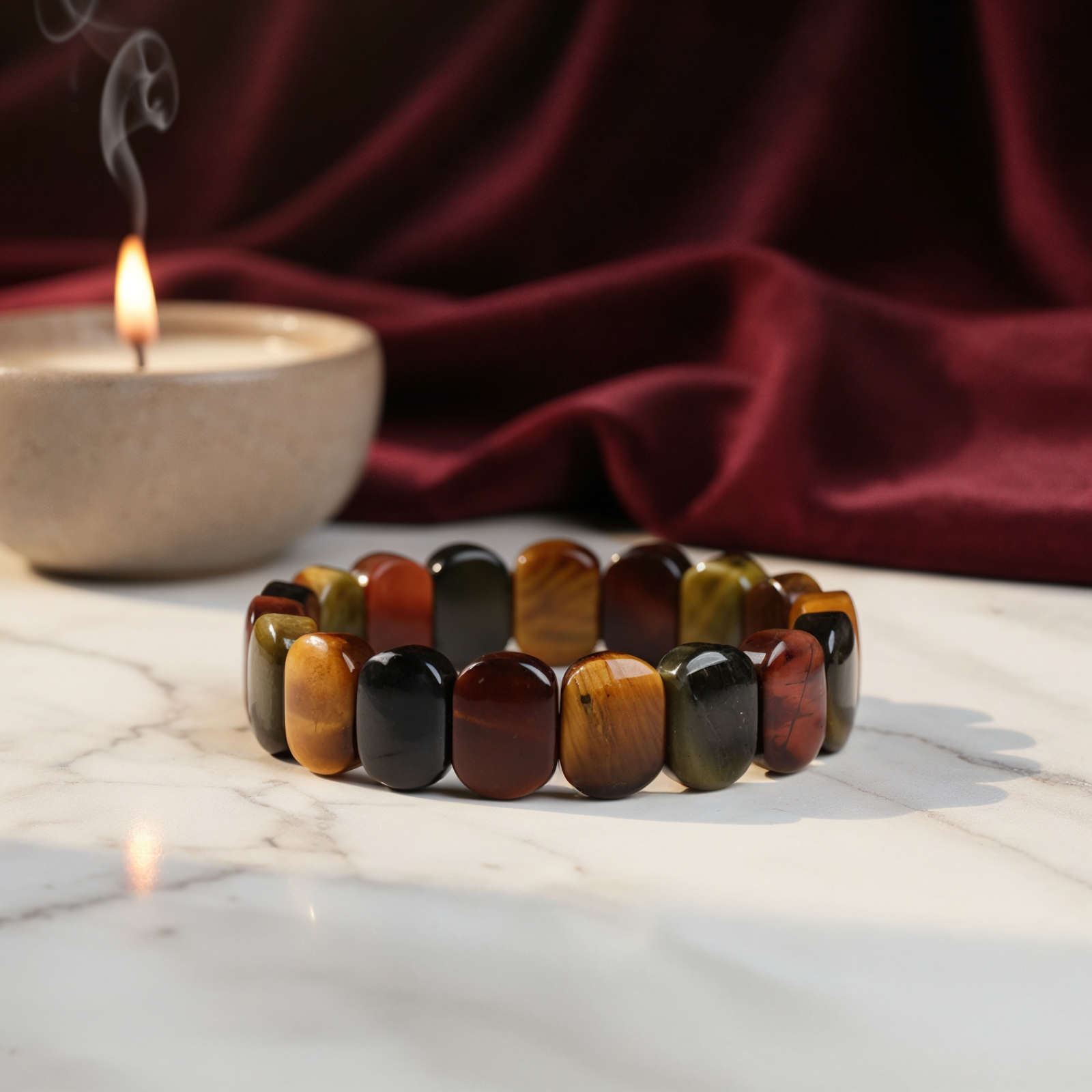 Bracelet en Pierre d'Œil de Tigre Naturel